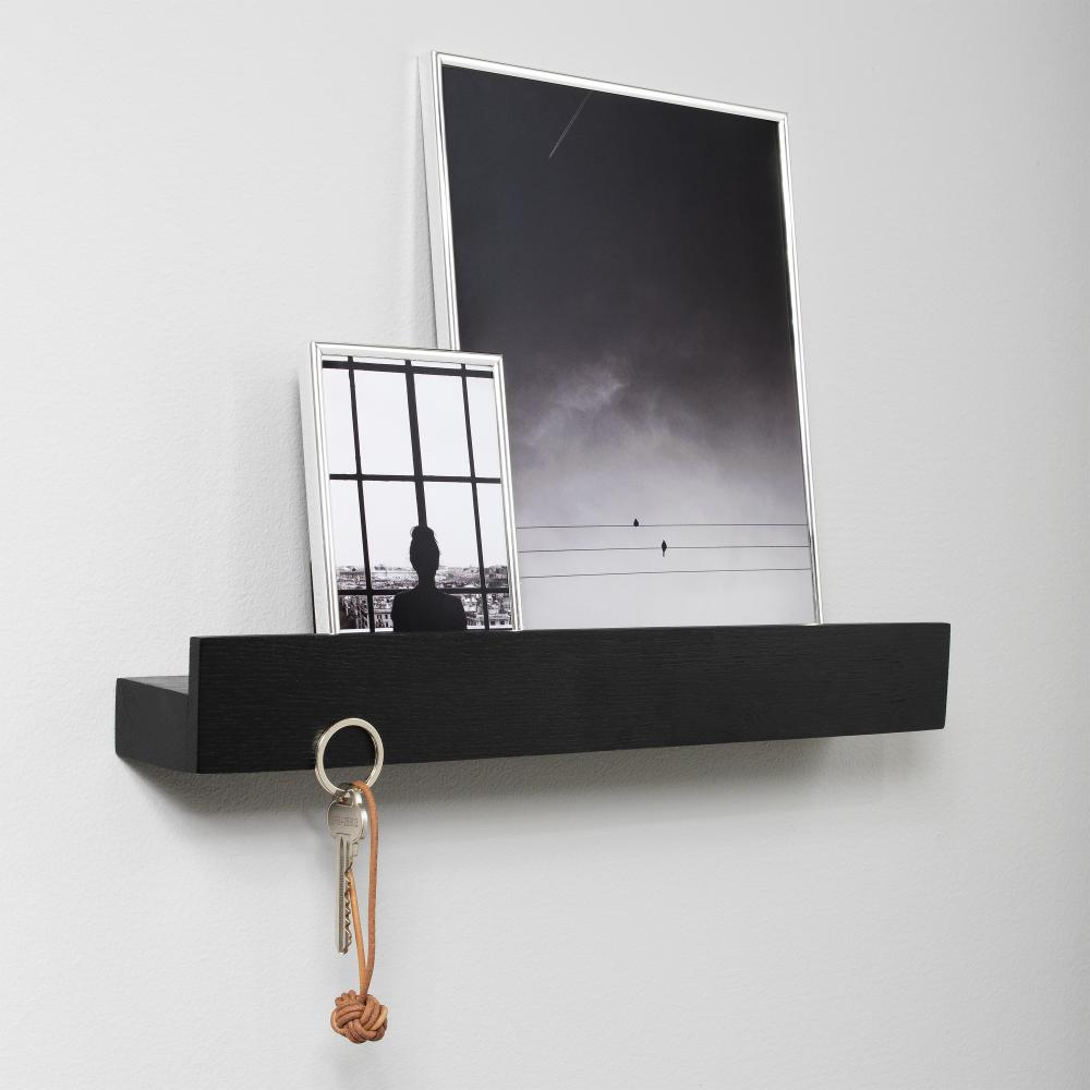 Magnet Shelf Black Painted Oak 40 cm