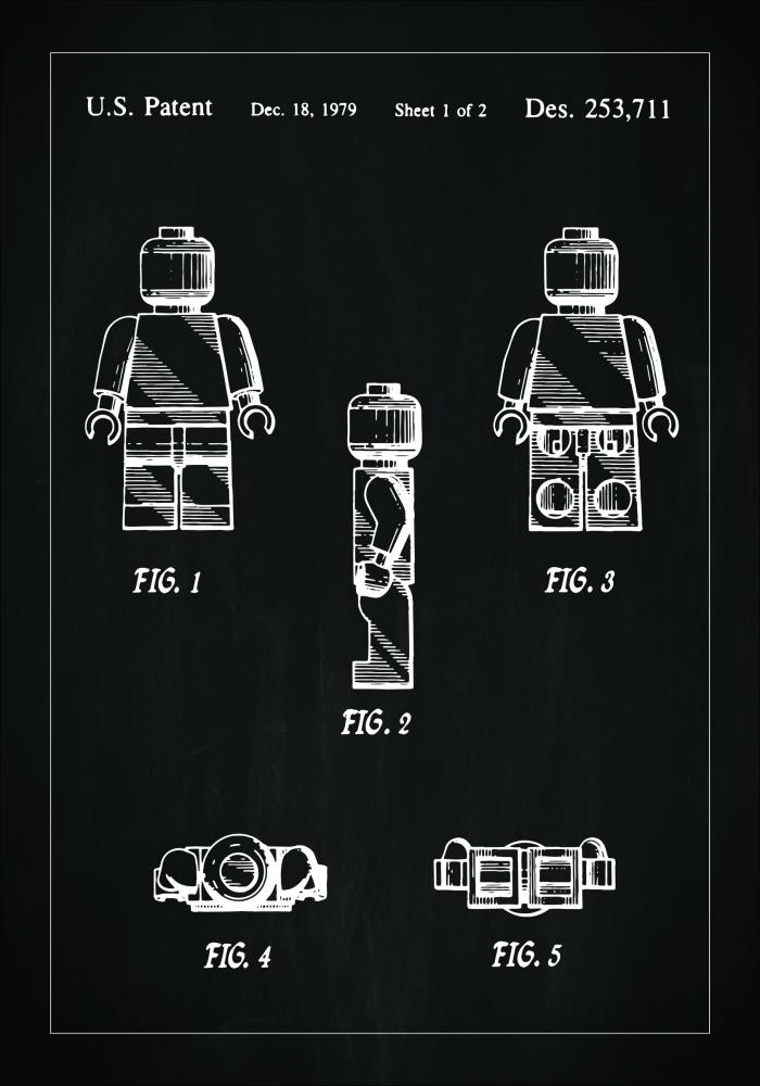 Patentový výkres - Lego v - Cerná Plakát