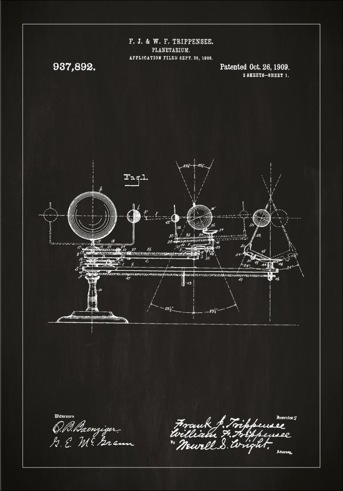 Patentový výkres - Planetárium - Cerná Plakát