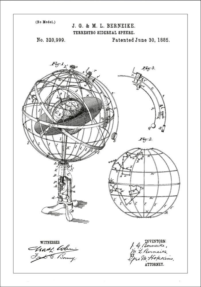 Patentový výkres - Astronomické model - Bílá Plakát