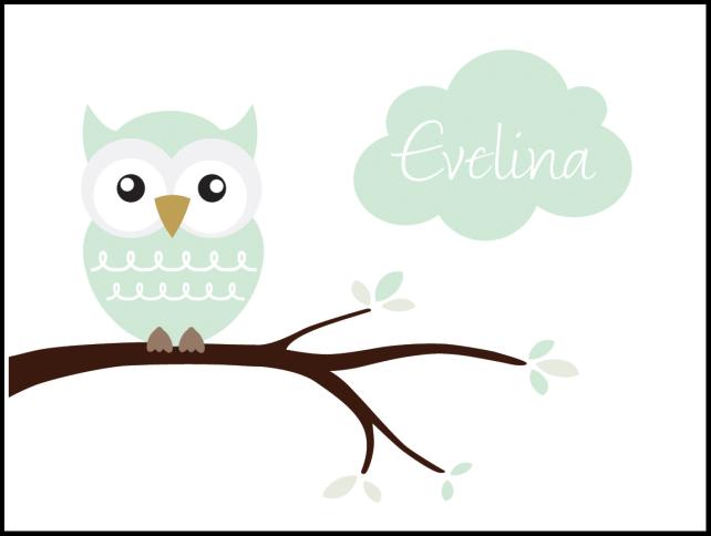 Owl Name Plakát Light Green