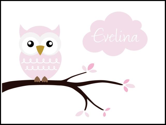 Owl Name Plakát Pink