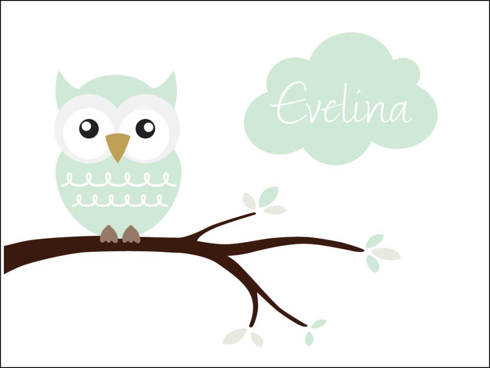 Owl Name Plakát Light Green