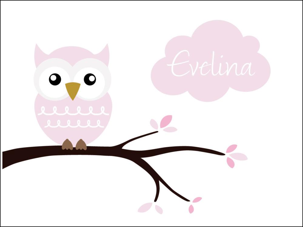 Owl Name Plakát Pink