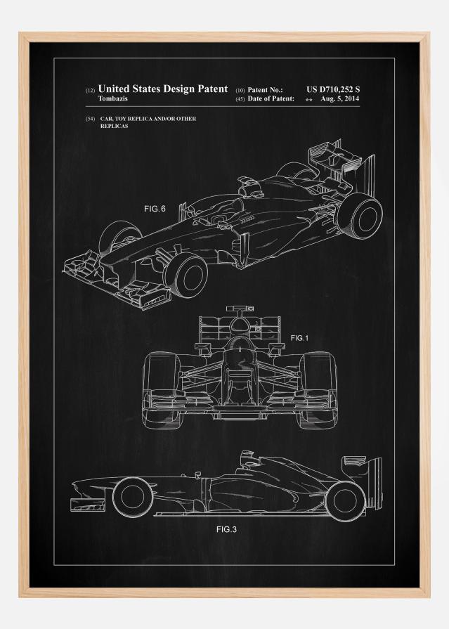 Patent Print - Formula 1 Racing Car - Black Plakát