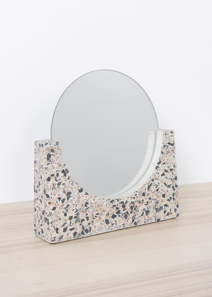 Stolní zrcadlo Terrazzo Bílá 17 cm Ø