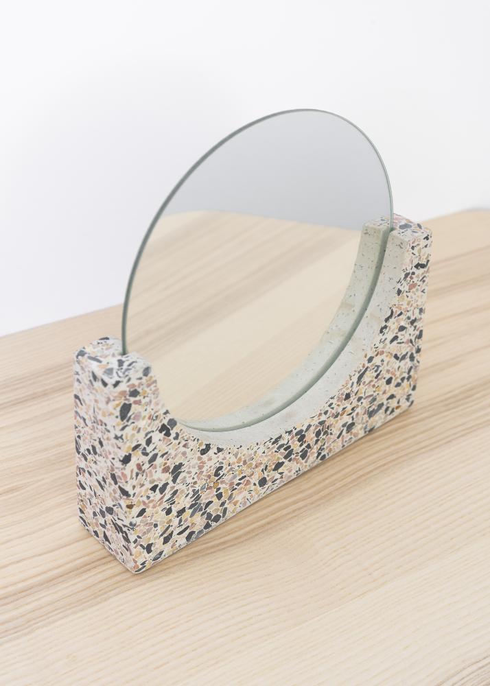 Stolní zrcadlo Terrazzo Bílá 17 cm Ø