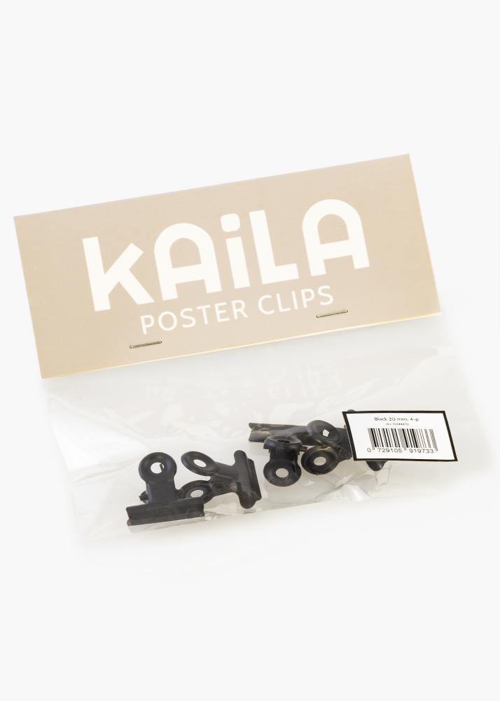 KAILA Plakát Clip Black 20 mm - 4 ks