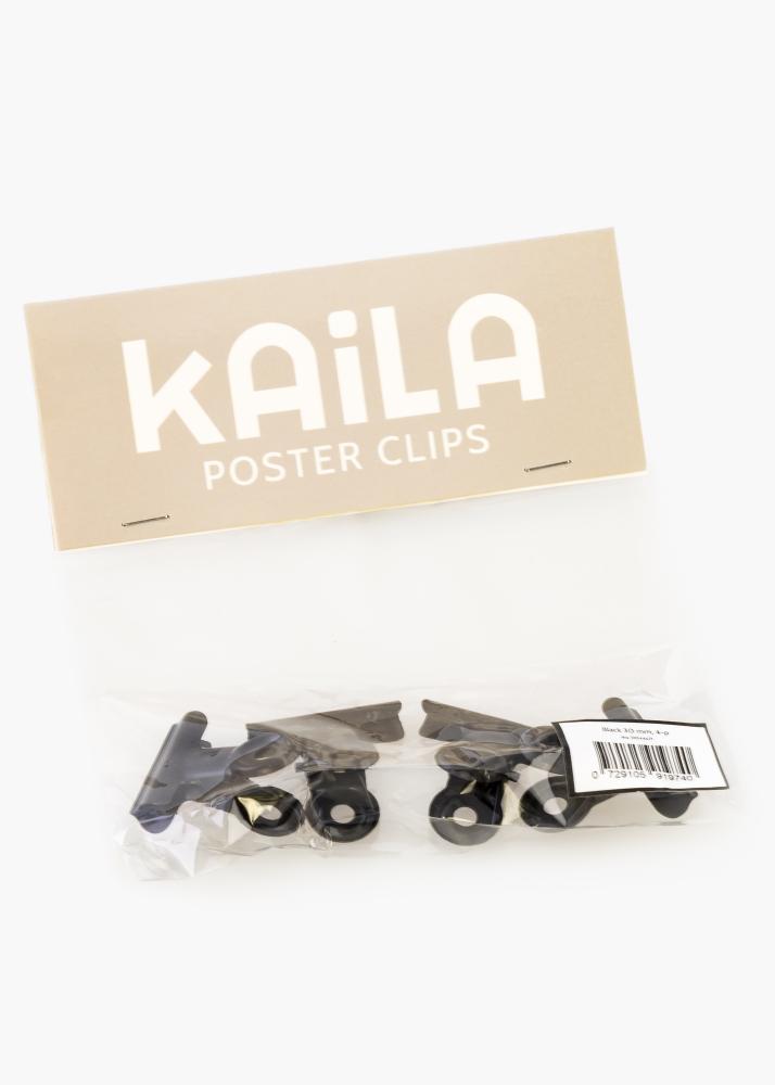 KAILA Plakát Clip Black 30 mm - 4 ks