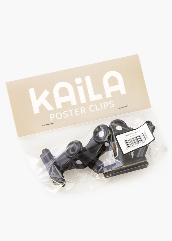 KAILA Plakát Clip Black 40 mm - 4 ks