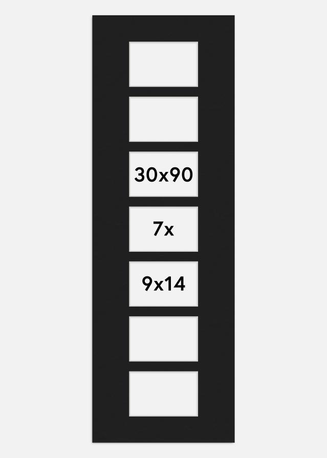 Pasparta Cerná 30x90 cm - Koláž 7 Obrazy (9x14 cm)