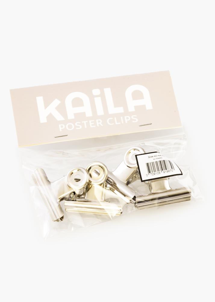 KAILA Plakát Clip Stríbrná 40 mm - 4 ks