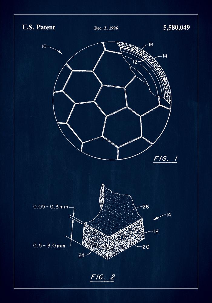 Patent Print - Football - Blue Plakát