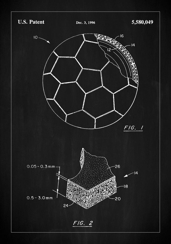 Patent Print - Football - Black Plakát