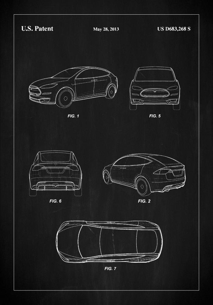 Patent Print - Tesla - Black Plakát