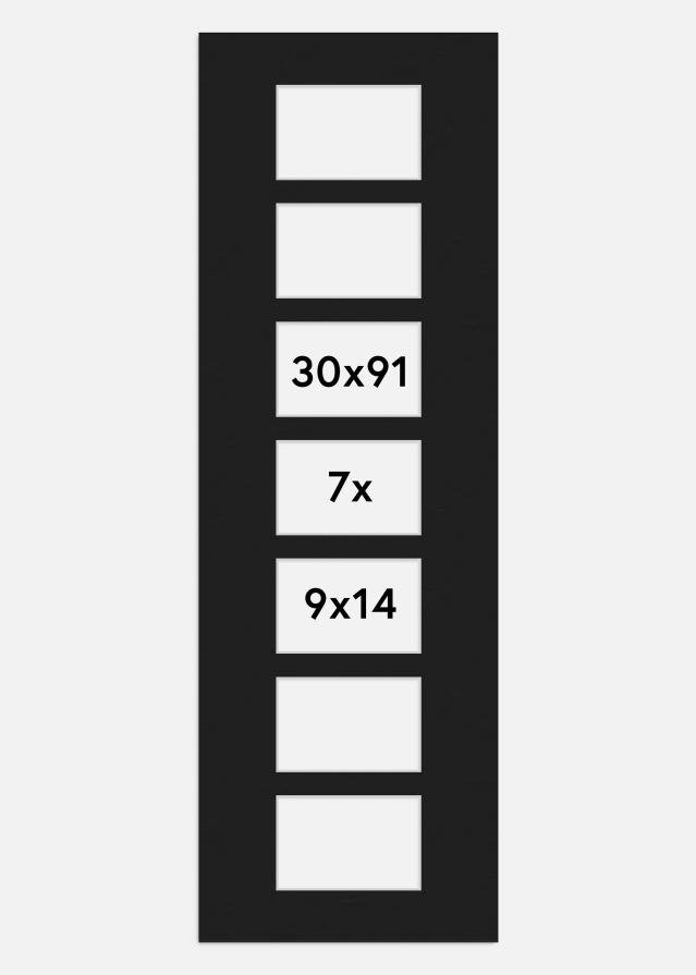 Pasparta Cerná 30x91 cm - Koláž 7 Obrazy (9x14 cm)