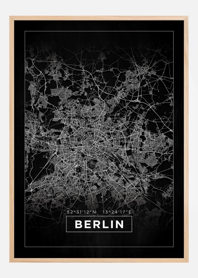 Mapa - Berlin - Cerná Plakát