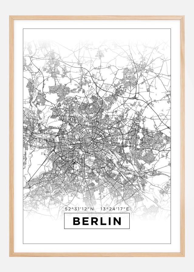 Mapa - Berlin - Bílá Plakát