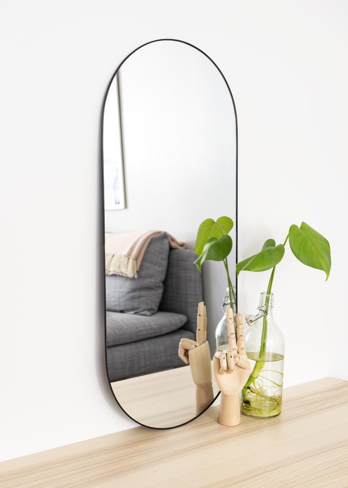 Oválné Mirror Jersey- Thin Black 35x80 cm