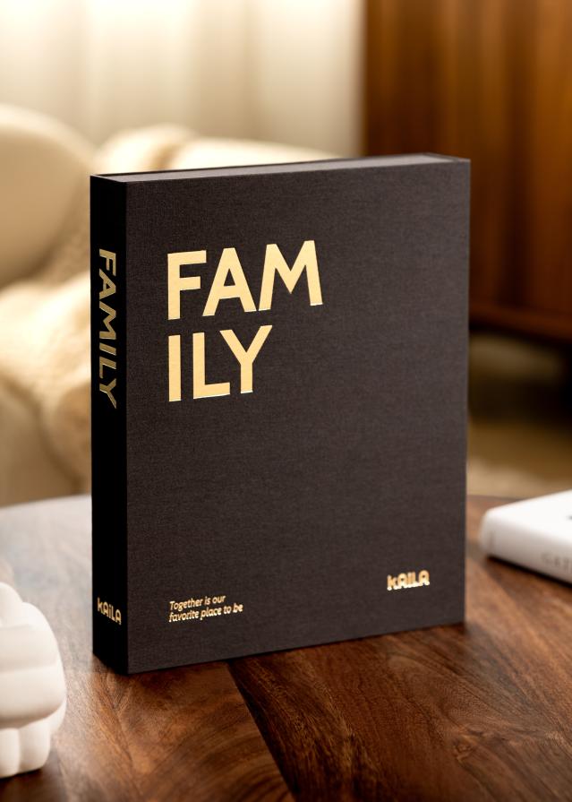 KAILA FAMILY Creme - Coffee Table Photo Album (60 Cerná Strany / 30 listů)