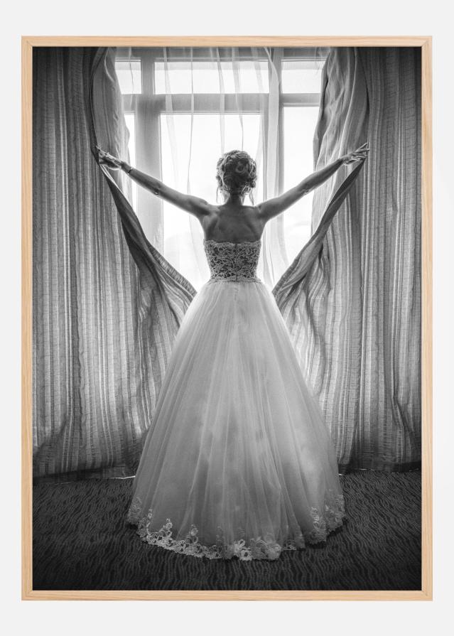 Elegant bride at big window Plakát