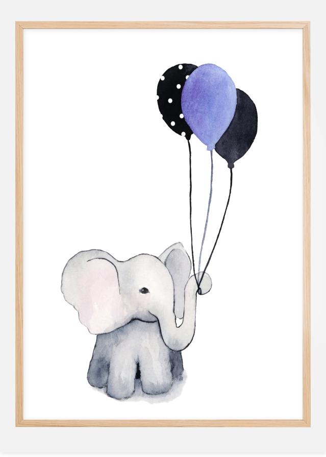 Elephant With Balloons Plakát