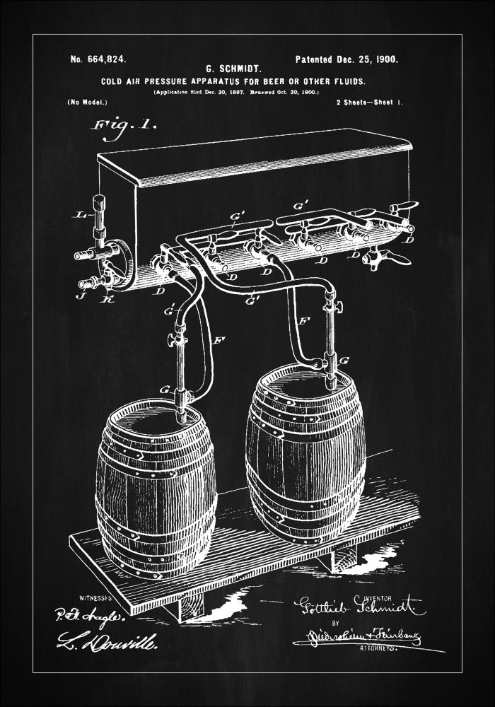 Patent Print - Beer Kegs - Black Plakát