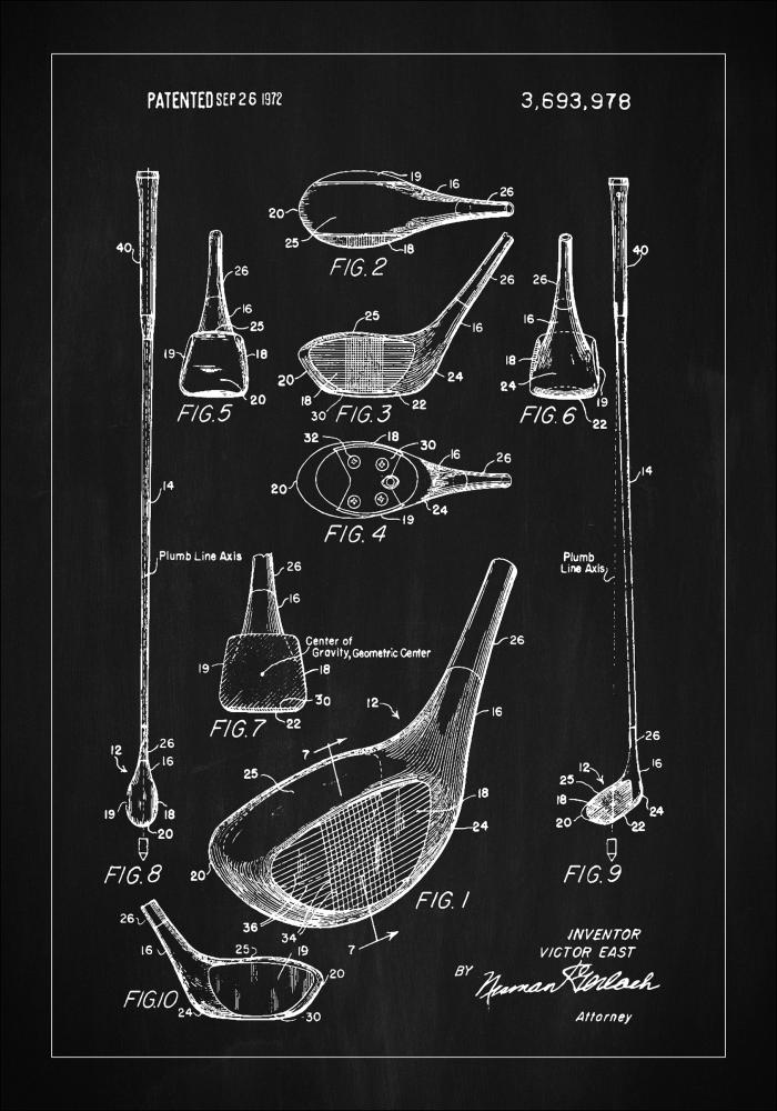 Patent Print - Golf Club - Black Plakát