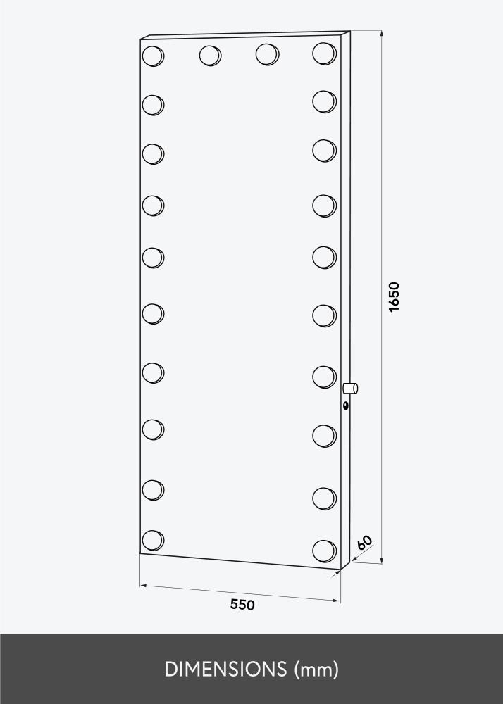 KAILA Zrcadlo borovice LED Cerná 55x165 cm