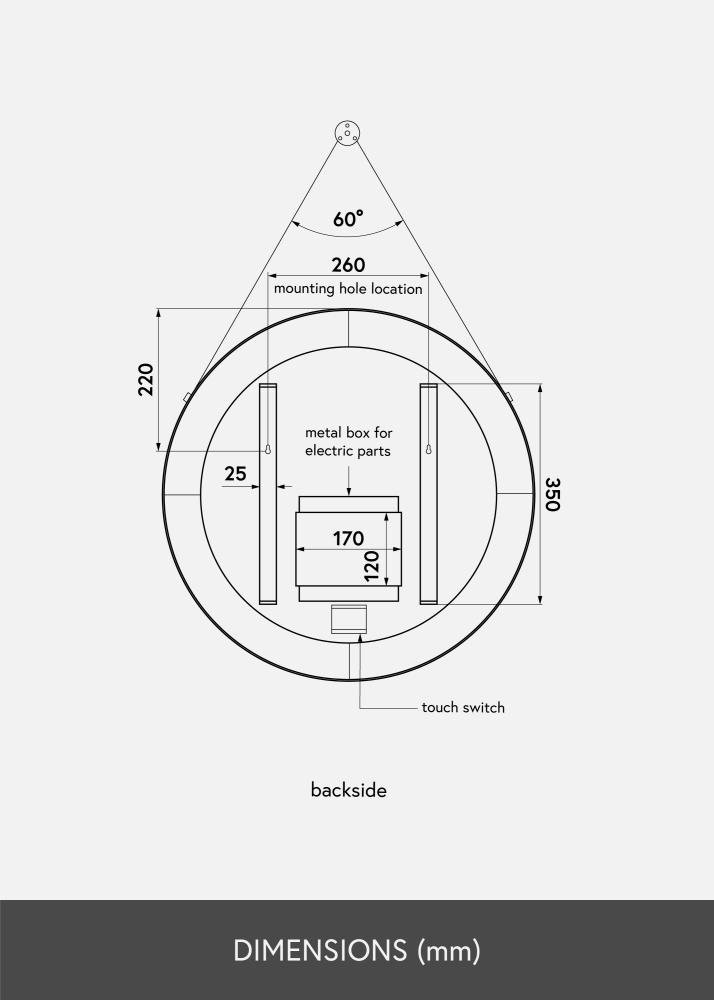 KAILA Zrcadlo Belt LED Zlatá 60 cm Ø