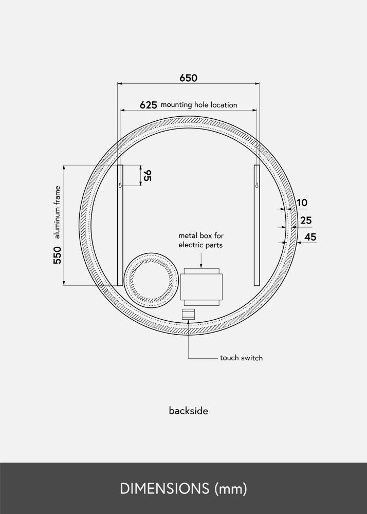 KAILA Zrcadlo Circular Magnifying LED 100 cm Ø