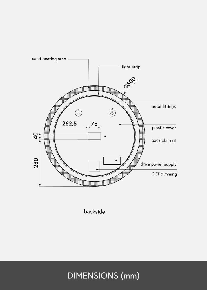 KAILA Zrcadlo Circular LED 60 cm Ø