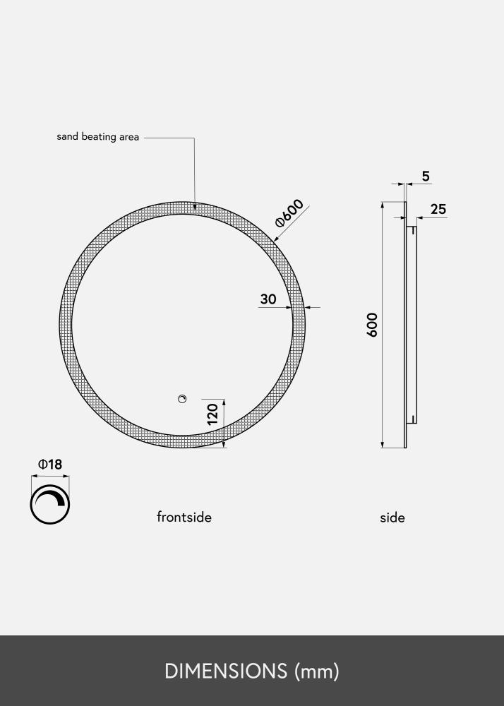 KAILA Zrcadlo Circular LED 60 cm Ø