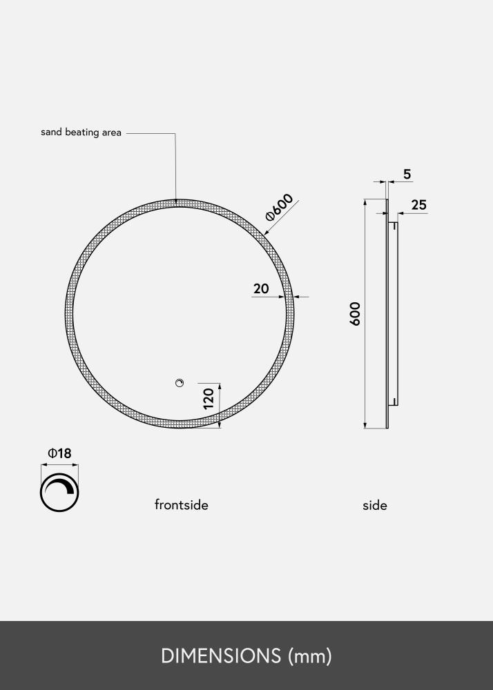 KAILA Zrcadlo Frost LED 60 cm Ø