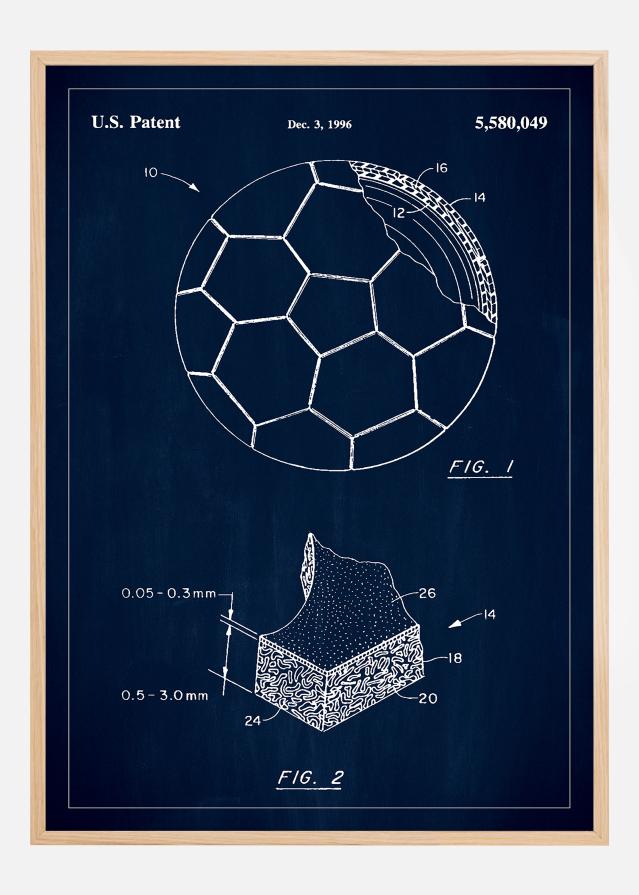 Patent Print - Football - Blue Plakát