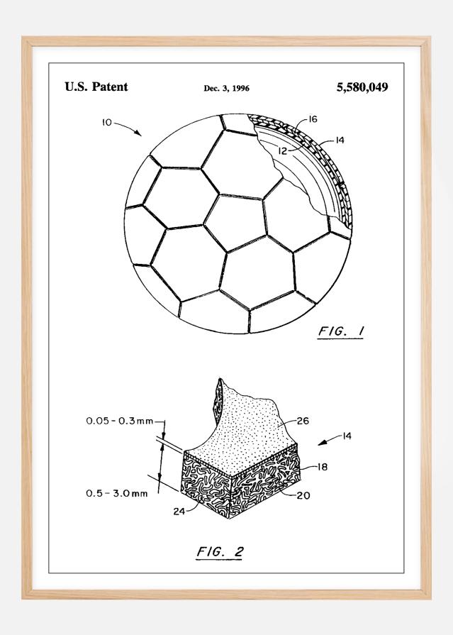 Patent Print - Football - White Plakát