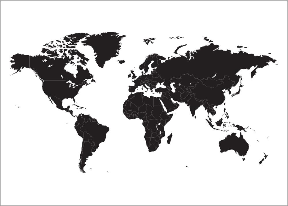 Mapa sveta - Cerná Plakát