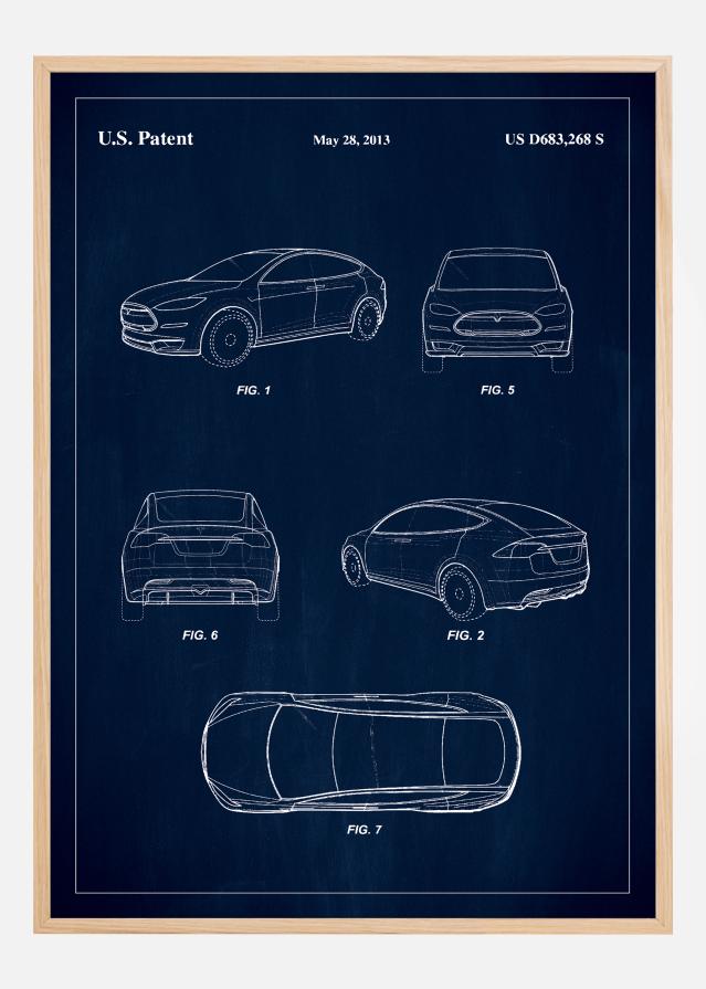 Patent Print - Tesla - Blue Plakát