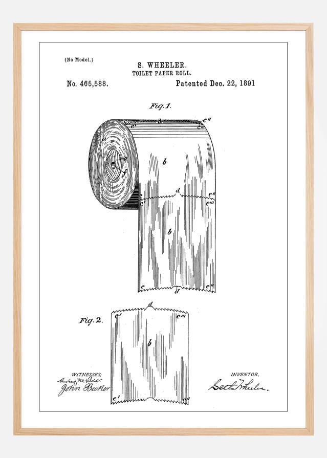 Patent Print - Toilet Paper Roll - White Plakát