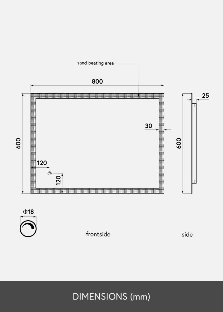 KAILA Zrcadlo Rectangle II LED 60x80 cm