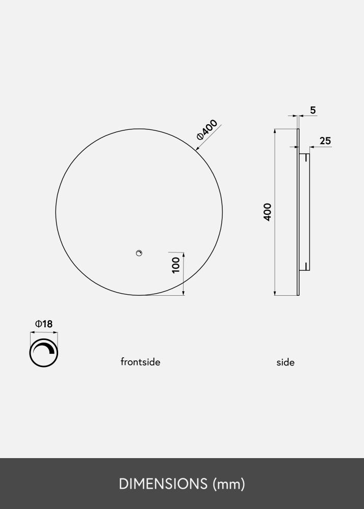 KAILA Zrcadlo LED 40 cm Ø