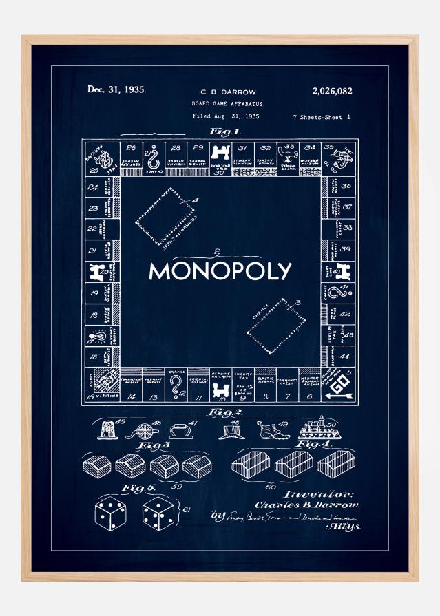 Patentový výkres - Monopoly v - Modrá Plakát