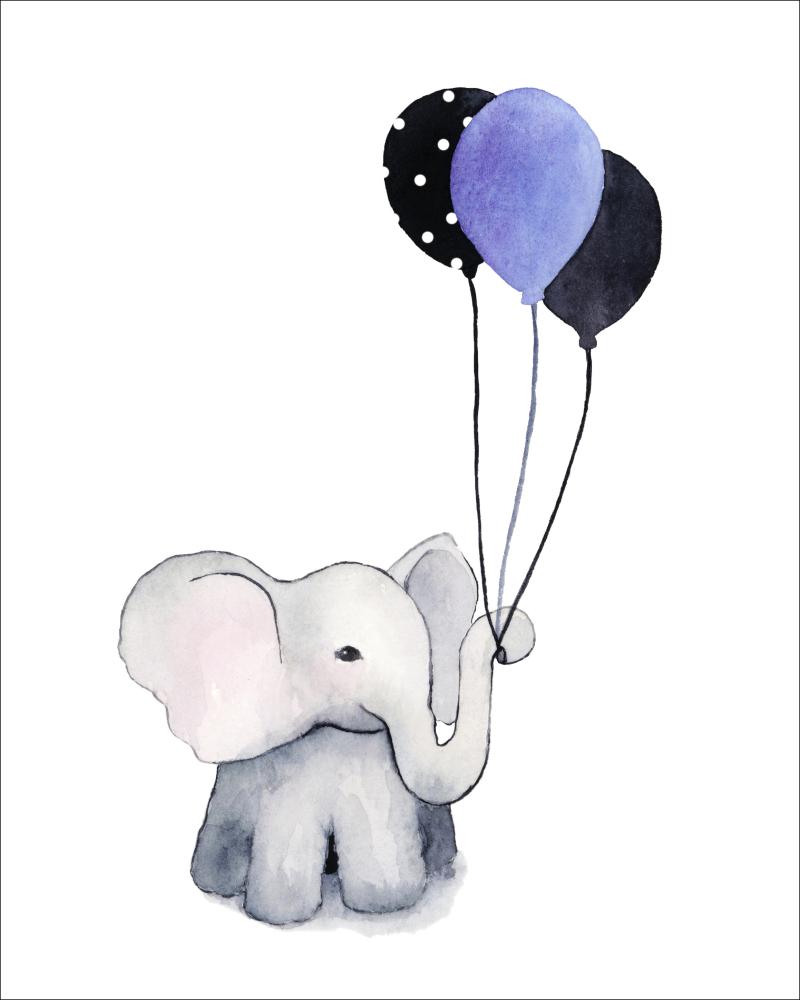 Elephant With Balloons Plakát