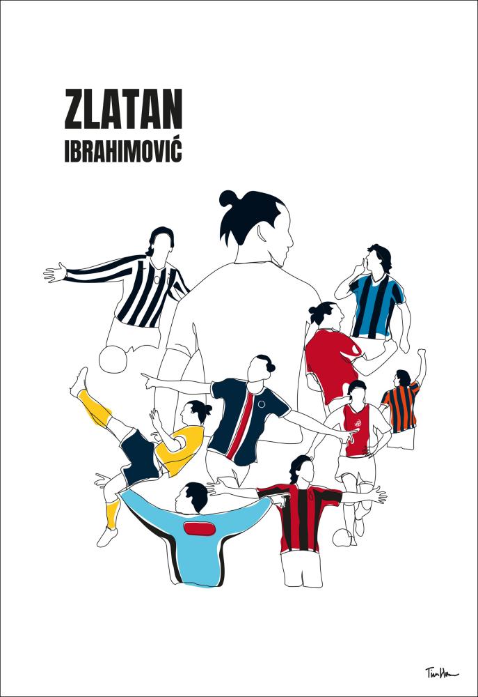 History Of Zlatan With Name And-Colours Plakát