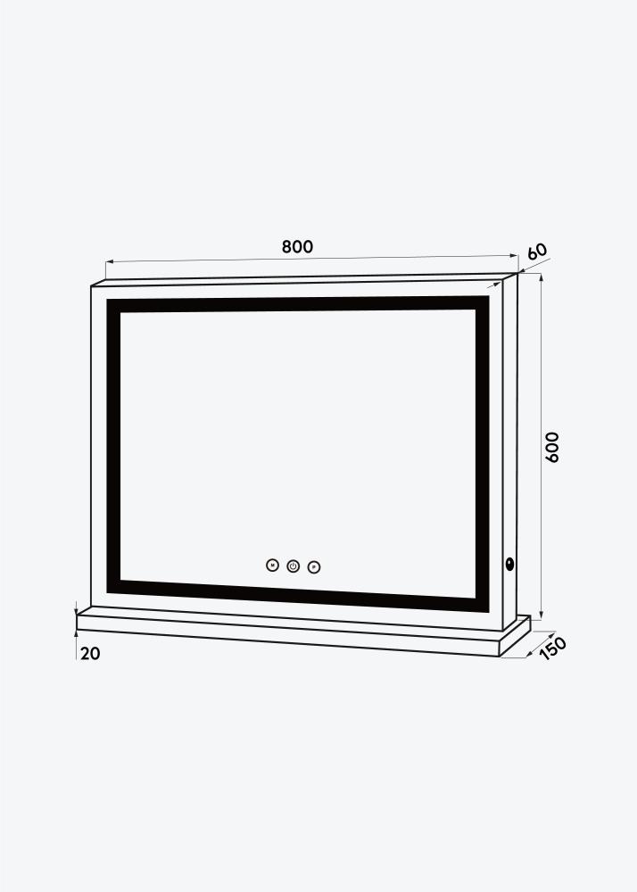 KAILA Make-up zrcátko Base Horisontal LED Bílá 80x60 cm