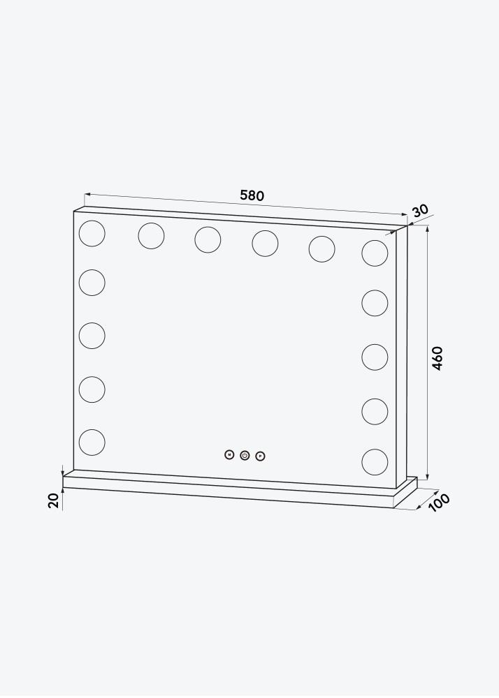 KAILA Make-up zrcátko Base LED 14 Stríbrná 56x46 cm