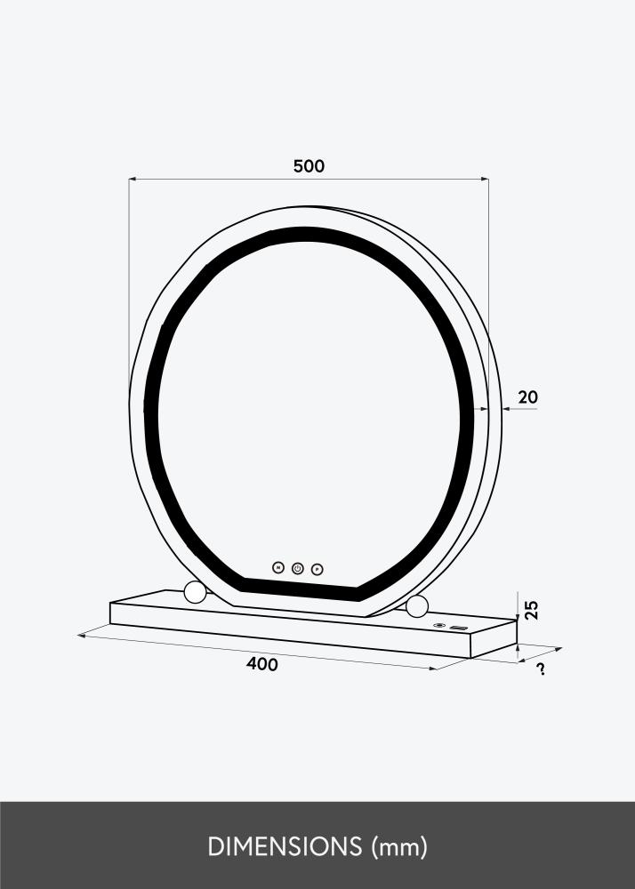 KAILA Make-up zrcátko Round LED Bílá 50 cm Ø