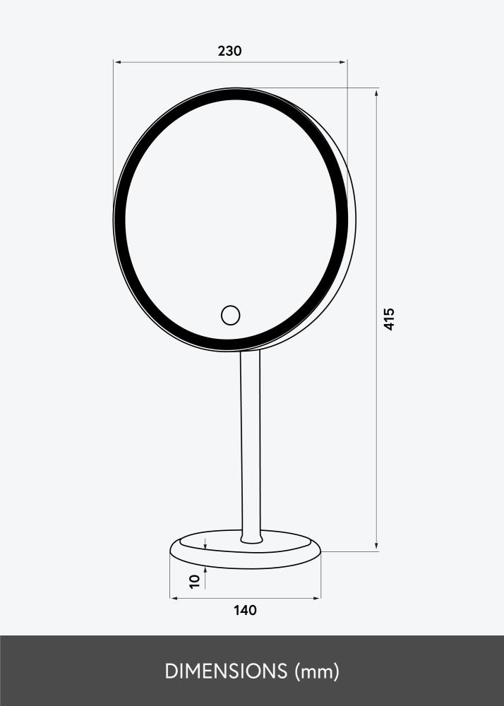 KAILA Make-up zrcátko Pillar LED Magnifying 20 cm Ø