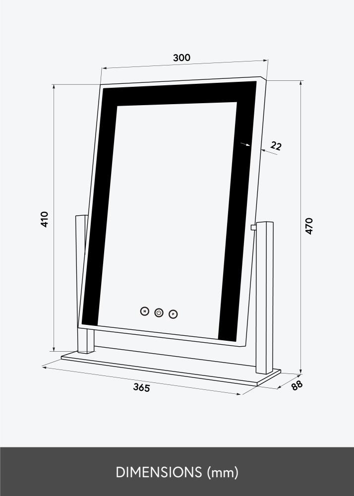 KAILA Make-up zrcátko Stand LED Bílá 30x41 cm