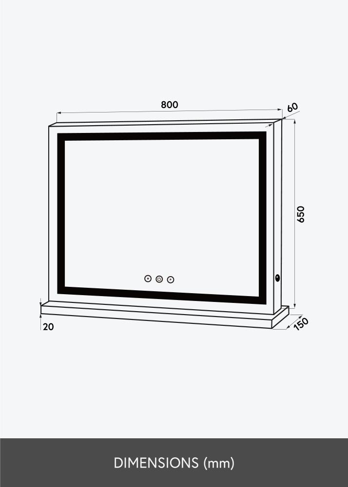 KAILA Make-up zrcátko Vanity LED Bílá 80x65 cm